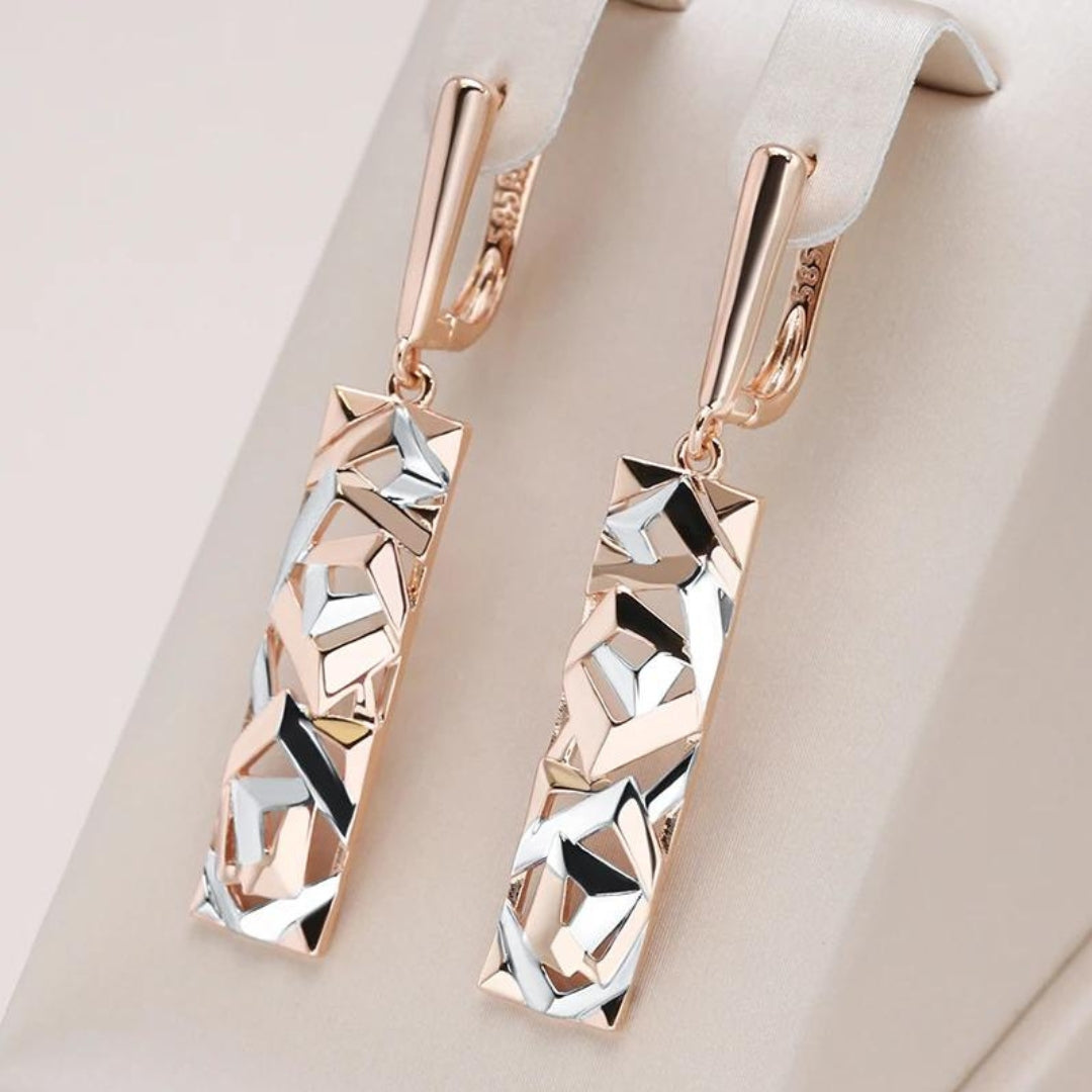 Blake - Geometric Rose Gold and Silver Earrings
