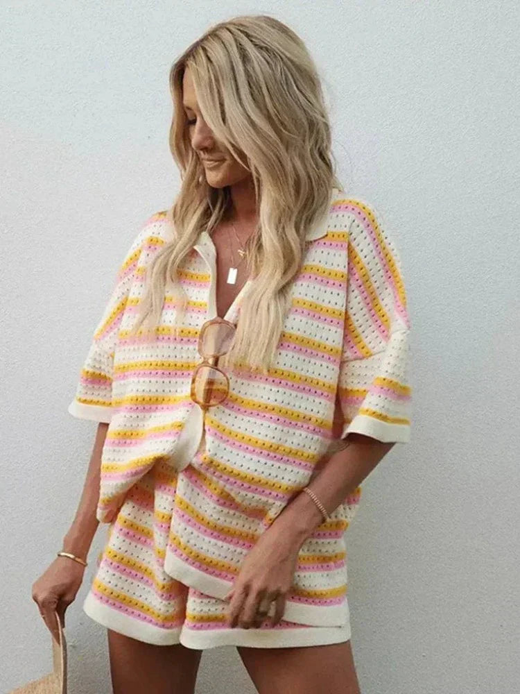 Selva -  Summer Casual Buttoned Shorts Set