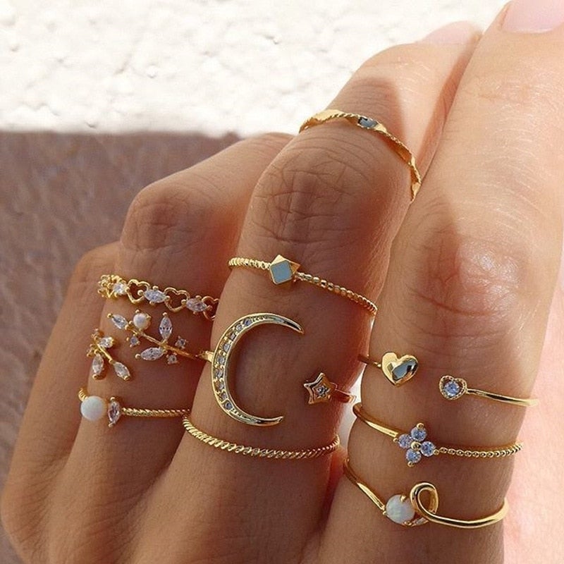 Ella - 10 Pack Fashionable Couple Branch Rings