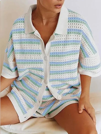 Selva -  Summer Casual Buttoned Shorts Set