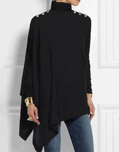 Jade - Elegant Button-Detail Asymmetrical Top