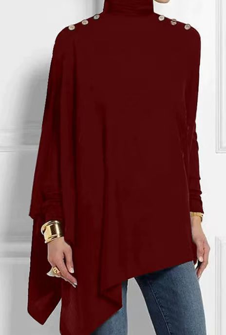 Jade - Elegant Button-Detail Asymmetrical Top
