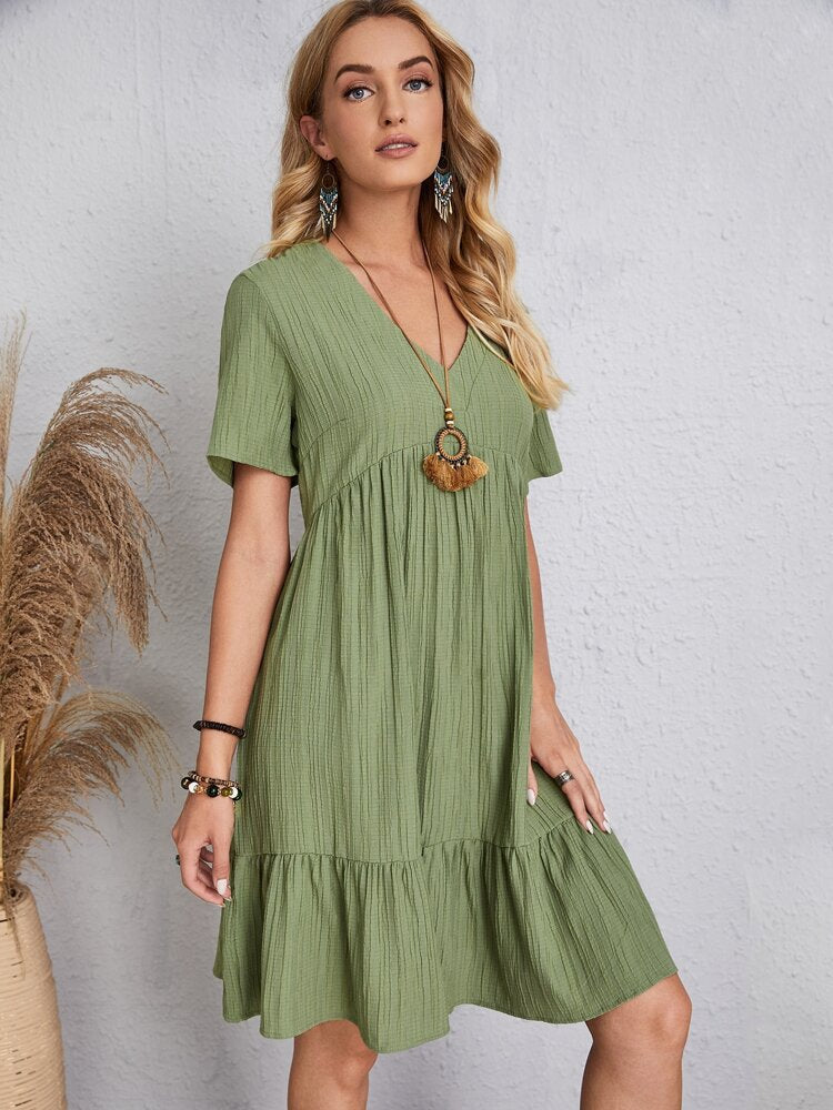 Casual flowy dress with a waist knot