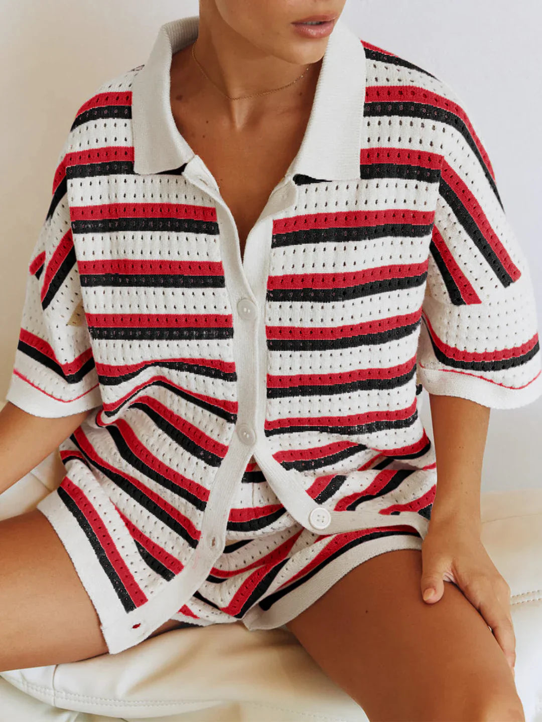 Selva -  Summer Casual Buttoned Shorts Set