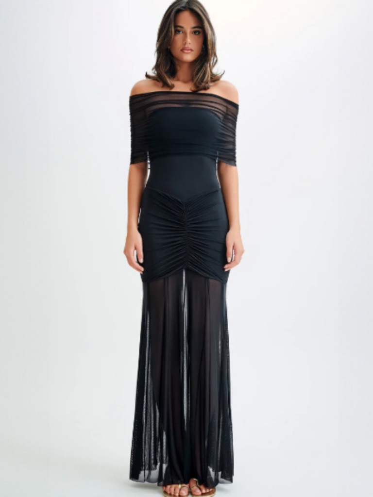ELEGANT OFF-SHOULDER MAXI DRESS