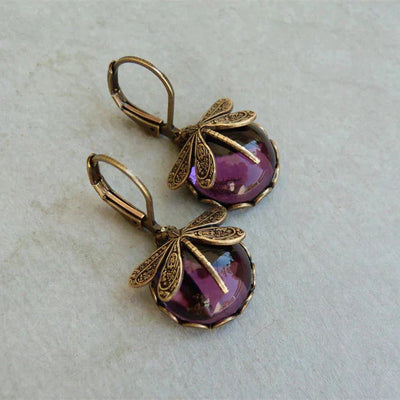 Avery - Fashionable Bronze Dragonfly Moonstone Earrings