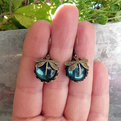 Avery - Fashionable Bronze Dragonfly Moonstone Earrings