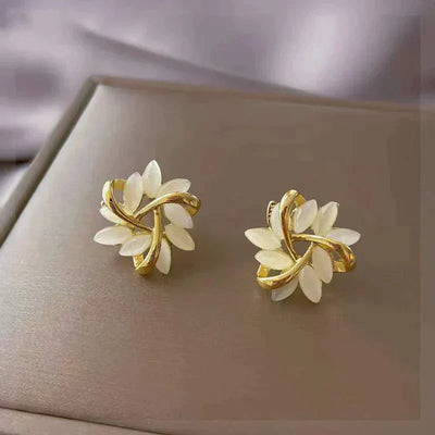 Quinn - Elegant Gold Earrings with White Opal