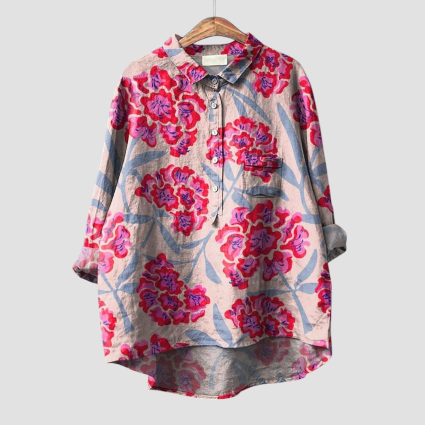 Renata | Women's oversized floral shirt with bold style and fluid comfort