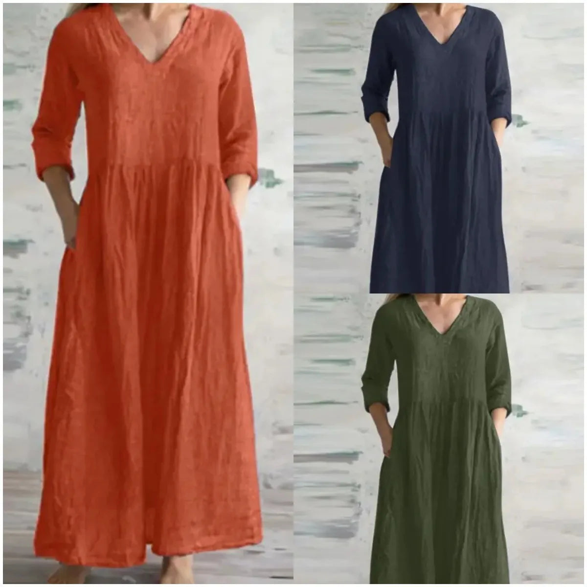 Loose Maxi Dress in Cotton and Linen - Casual 2024