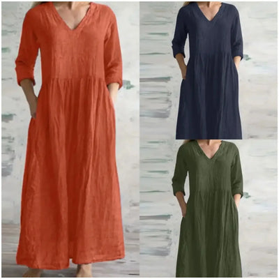 Loose Maxi Dress in Cotton and Linen - Casual 2024