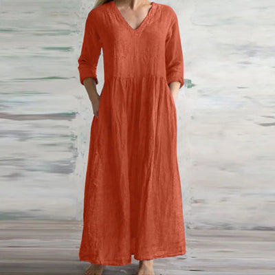 Loose Maxi Dress in Cotton and Linen - Casual 2024