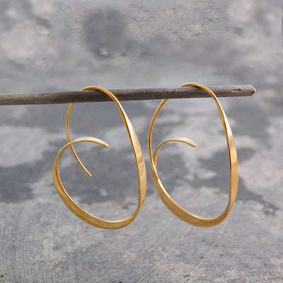 Winnie - Antique Spiral Metal Hoop Earrings