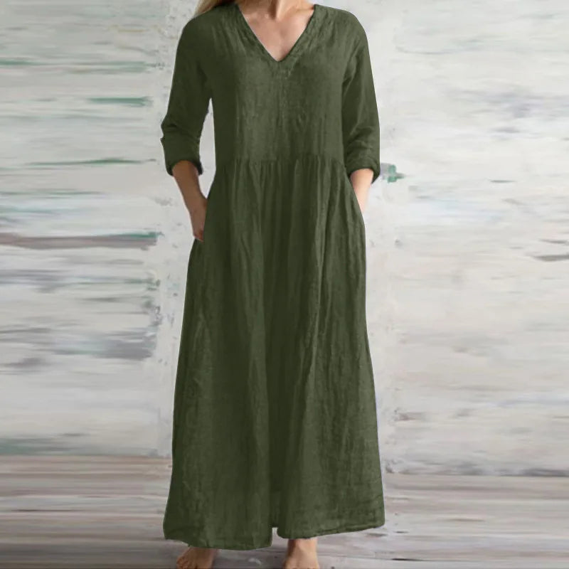 Loose Maxi Dress in Cotton and Linen - Casual 2024