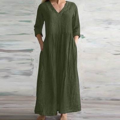 Loose Maxi Dress in Cotton and Linen - Casual 2024