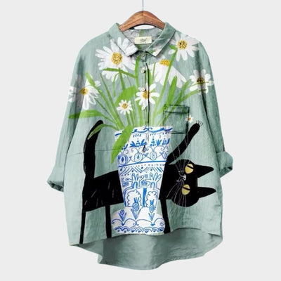 ELISABETTA | Oversized Floral Blouse with Embracing Comfort for Carefree Days