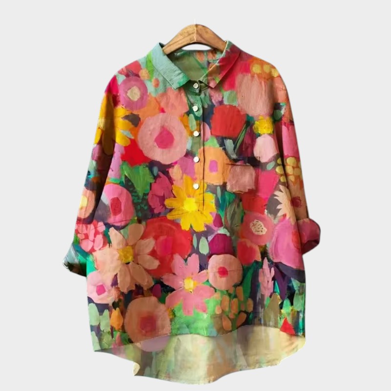 ELISABETTA | Oversized Floral Blouse with Embracing Comfort for Carefree Days