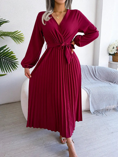 Azara - Timeless Lace Pleated Maxi Dress