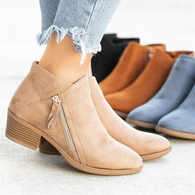 Cyra - Women's Retro Zipper Ankle Boots