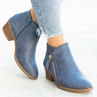 Cyra - Women's Retro Zipper Ankle Boots