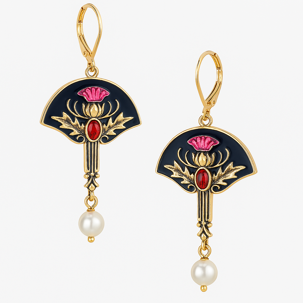 Millie - Vintage Pearl Thistle Drop Earrings