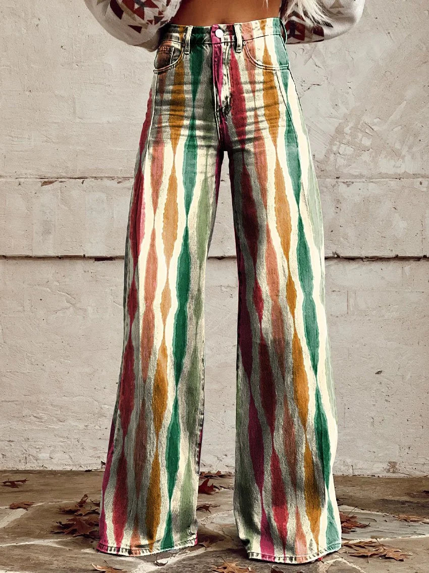 Hailey - Vintage Print Wide Leg Pants