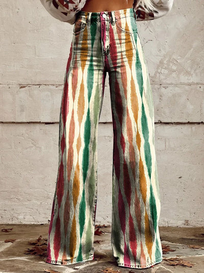 Hailey - Vintage Print Wide Leg Pants