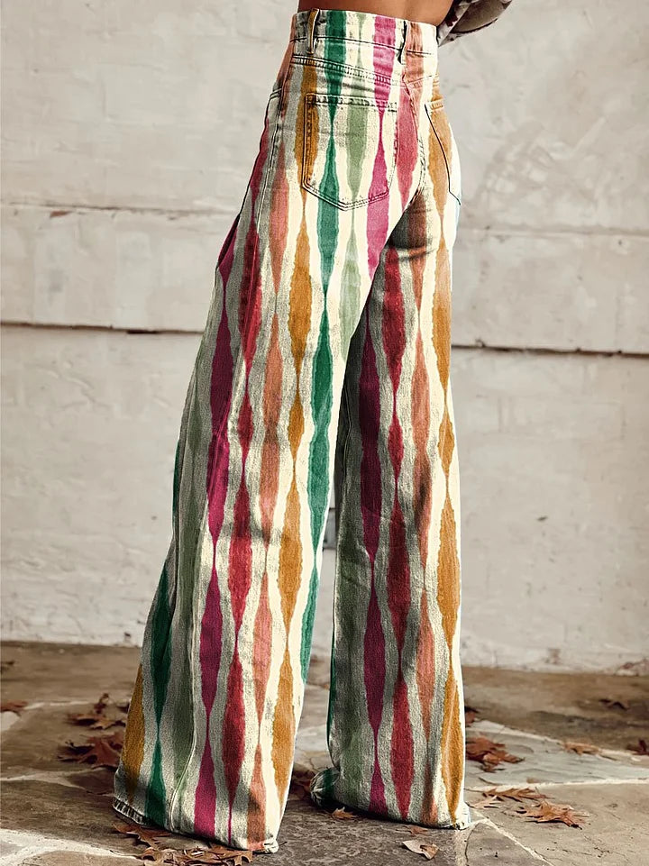 Hailey - Vintage Print Wide Leg Pants