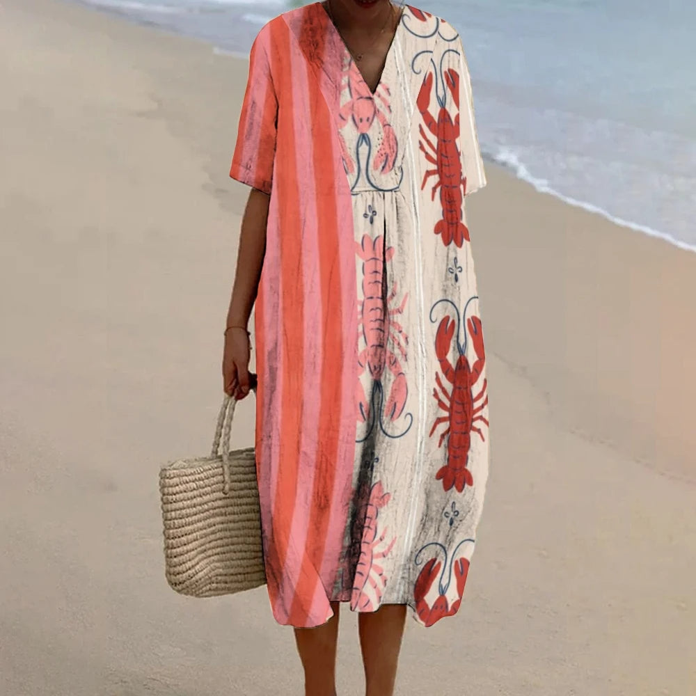Hannah – Long Printed Linen Dress