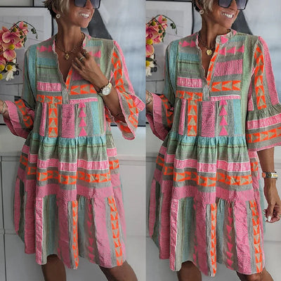 Chloe – Short Boho Dress with Striped Print