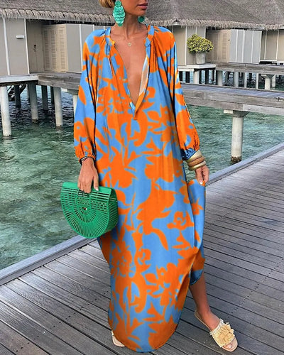 Sophia | Retro Print Bohemian Maxi Dress