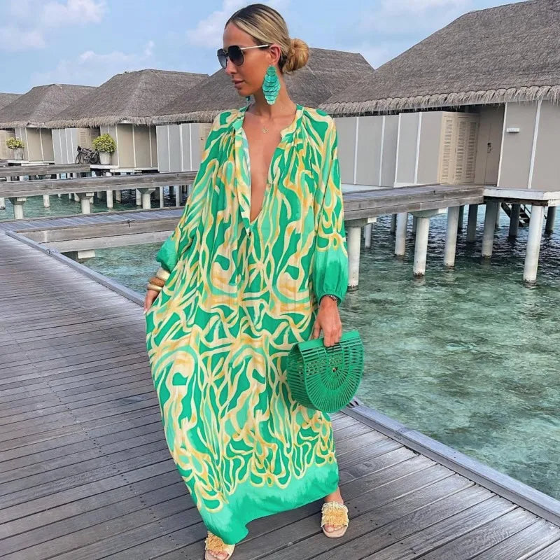 Sophia | Retro Print Bohemian Maxi Dress