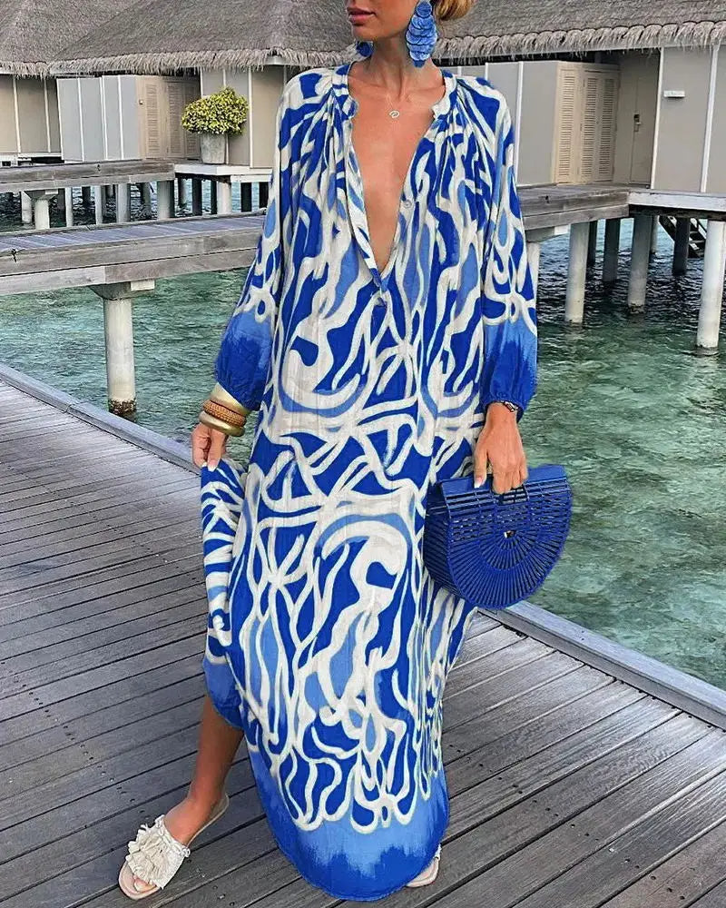 Sophia | Retro Print Bohemian Maxi Dress