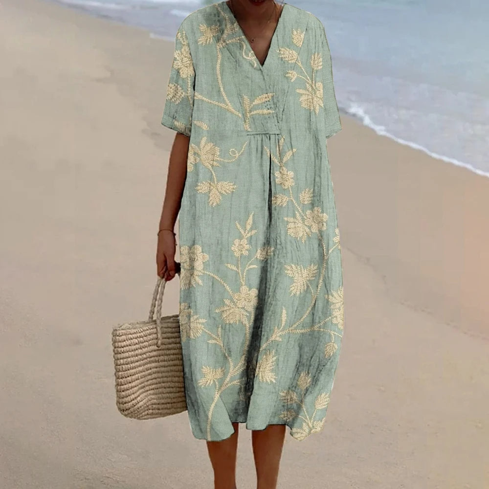 Grace – Printed A-Line Dress with V-Neck