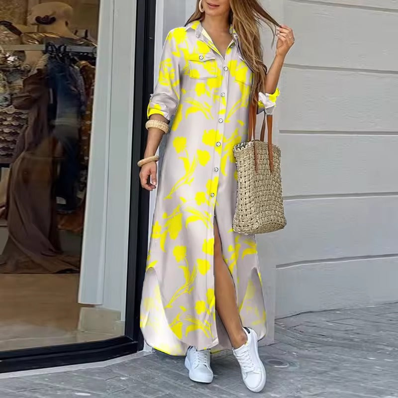 Lucy – Long Printed Shirt Dress