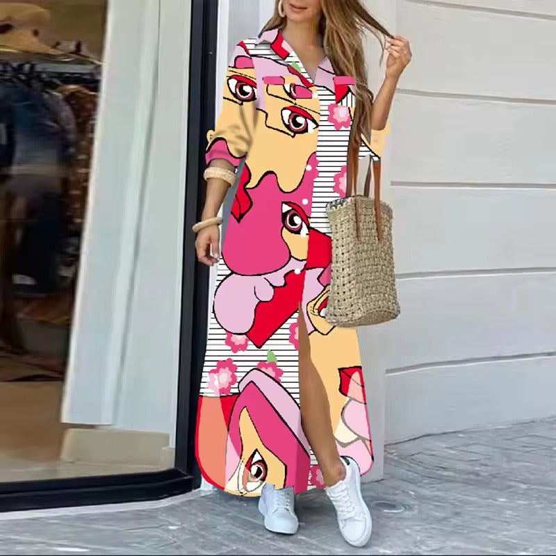 Lucy – Long Printed Shirt Dress