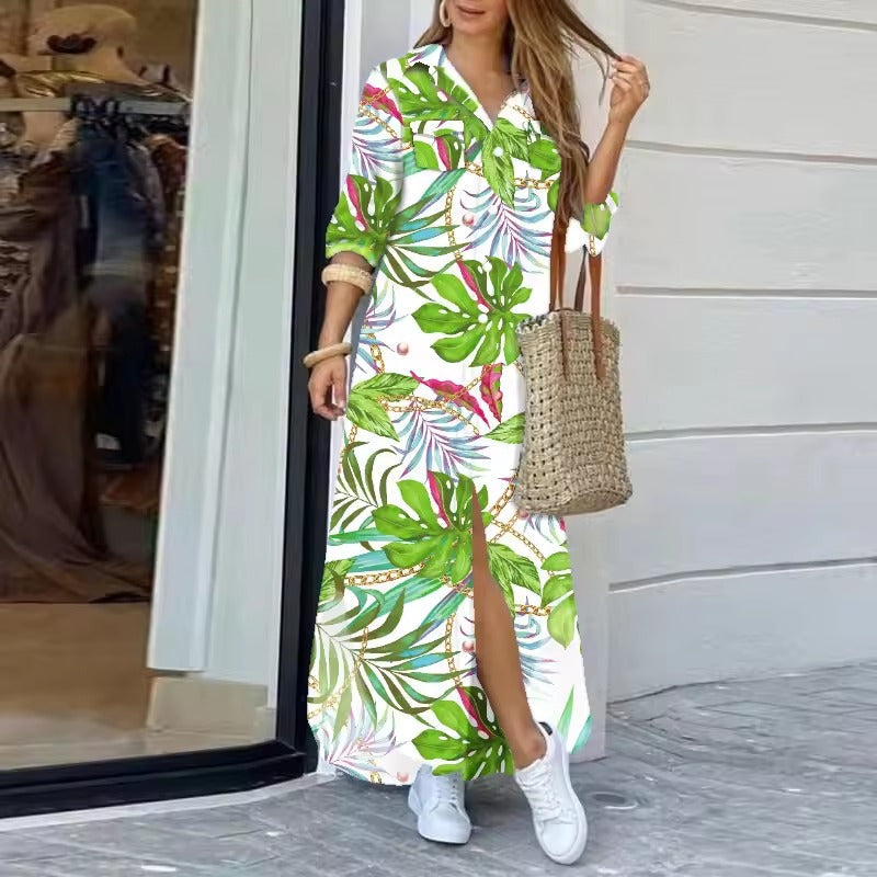 Lucy – Long Printed Shirt Dress
