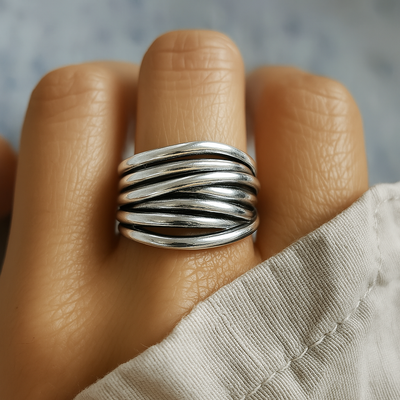 Emrys - Double Layer Moon Star Ring