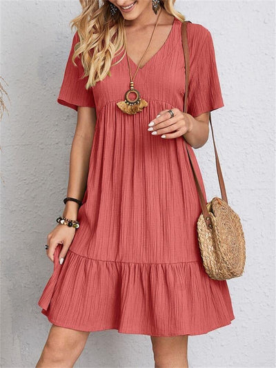 Casual flowy dress with a waist knot