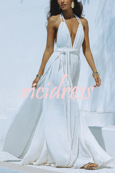 Faelina – Backless Halter Bandage Maxi Dress