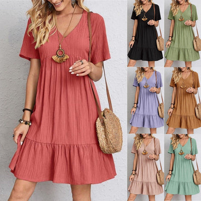 Casual flowy dress with a waist knot