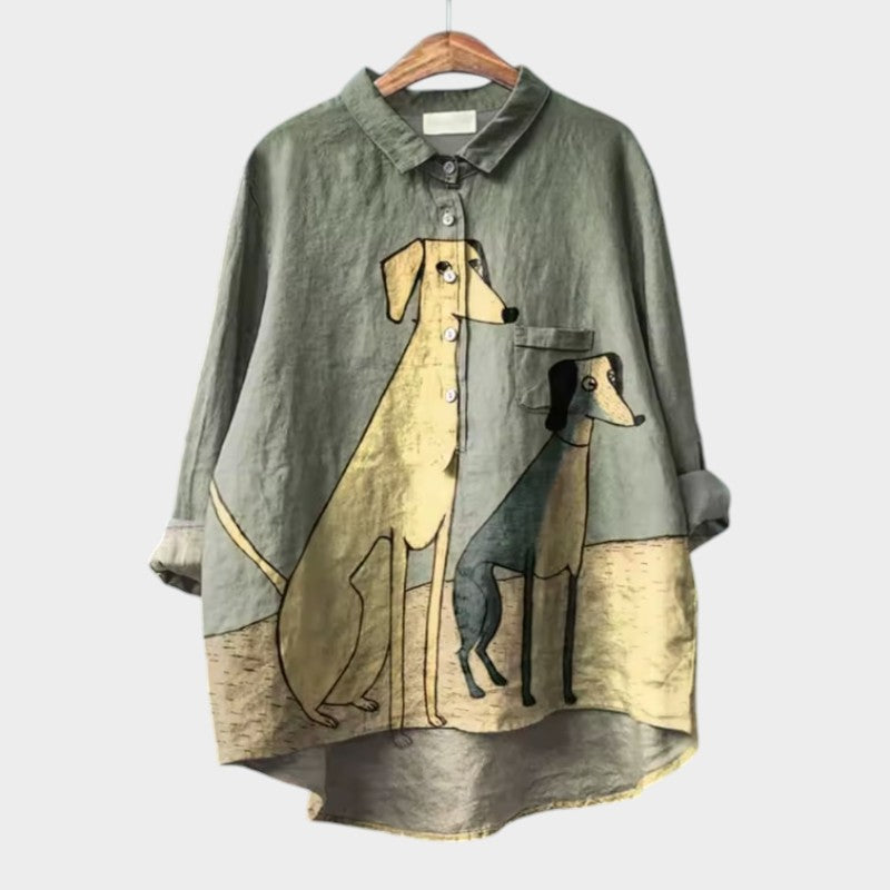 PALMIRA | Oversized Shirt with Dog Design and Everyday Comfort for a Carefree Look