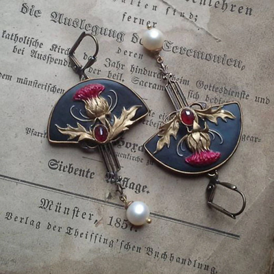Millie - Vintage Pearl Thistle Drop Earrings
