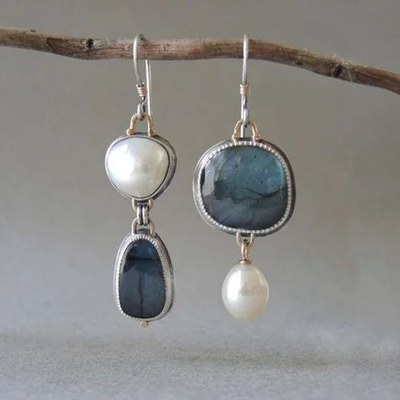 Nola - Asymmetric Opal Freshwater Drop Earrings
