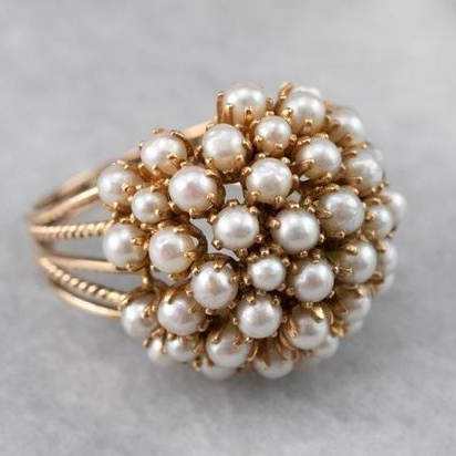 Connie - Creative Geometry Inlay Pearl Ring