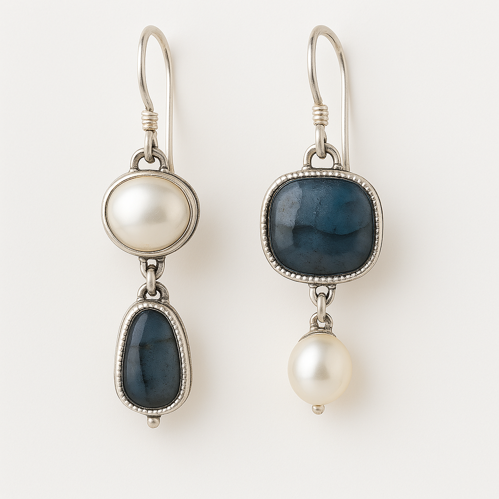 Nola - Asymmetric Opal Freshwater Drop Earrings