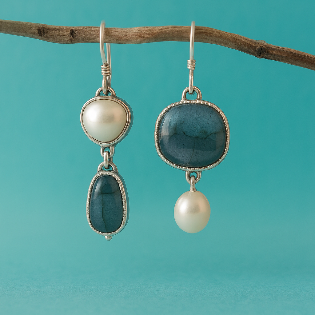 Nola - Asymmetric Opal Freshwater Drop Earrings