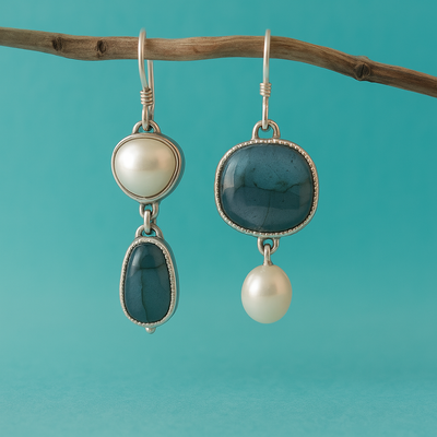 Nola - Asymmetric Opal Freshwater Drop Earrings