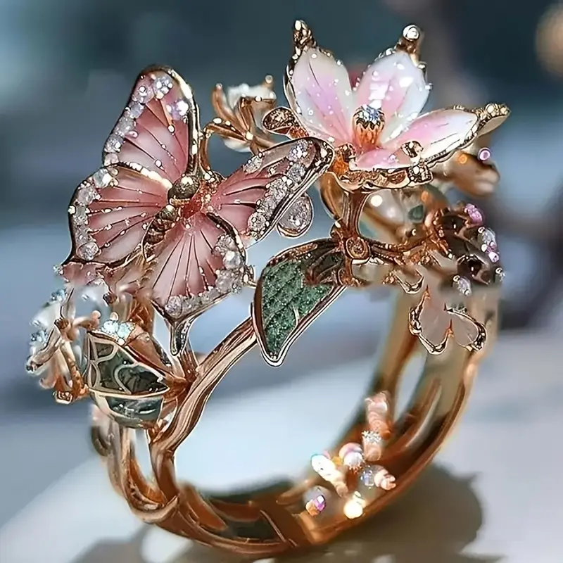 Gracie - Vintage Butterfly Ring with Zirconia Accents