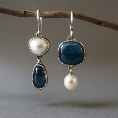 Nola - Asymmetric Opal Freshwater Drop Earrings